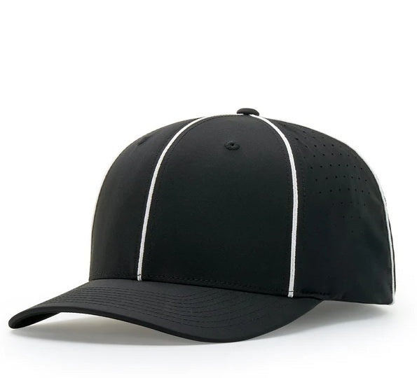 R785-BW - Richardson IGNITE Flex Fit Hat - Black with White Piping