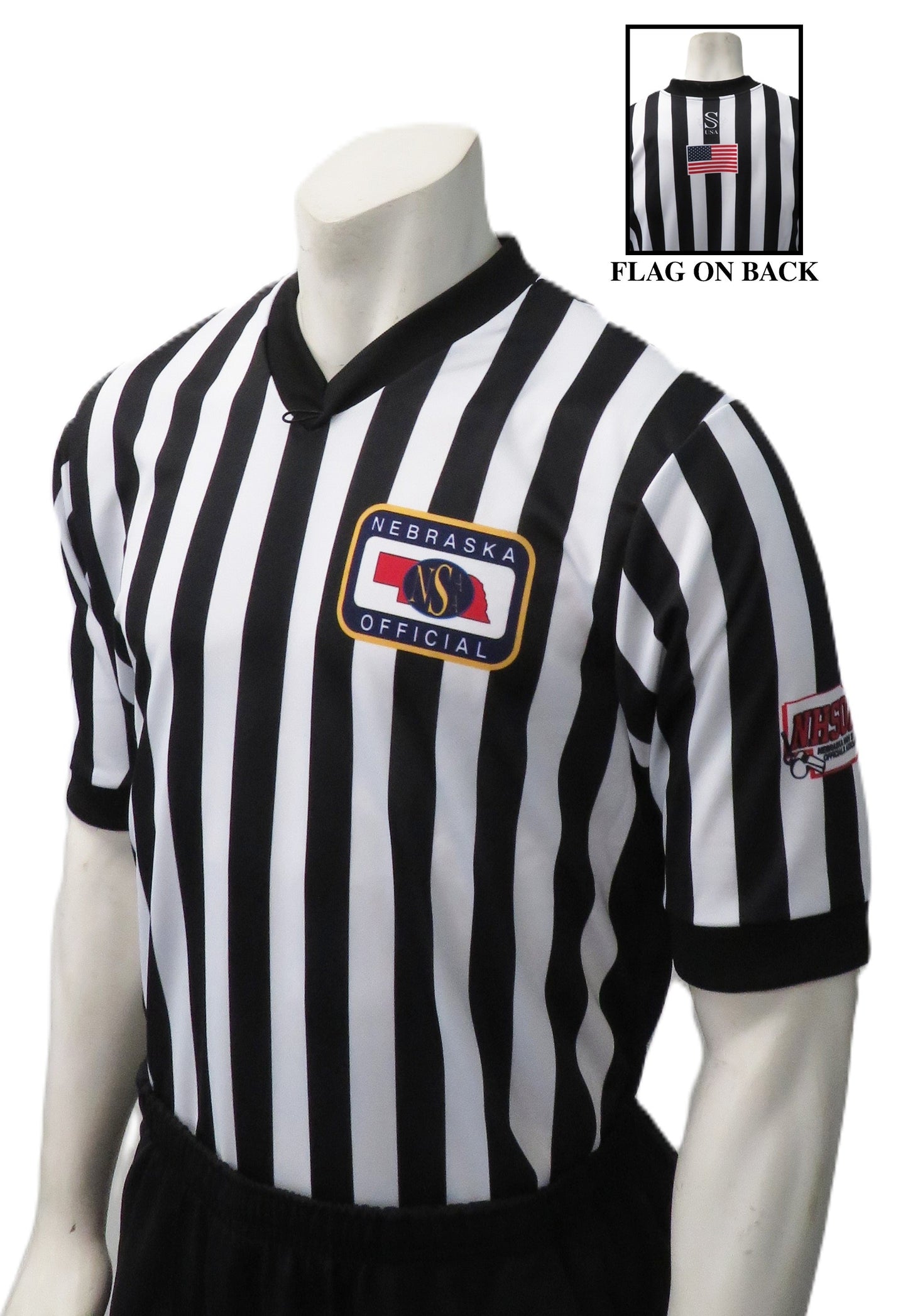 USA201NE-NHS - Nebraska 1" Stripe - Men's V-Neck Short Sleeve Basketball Shirt