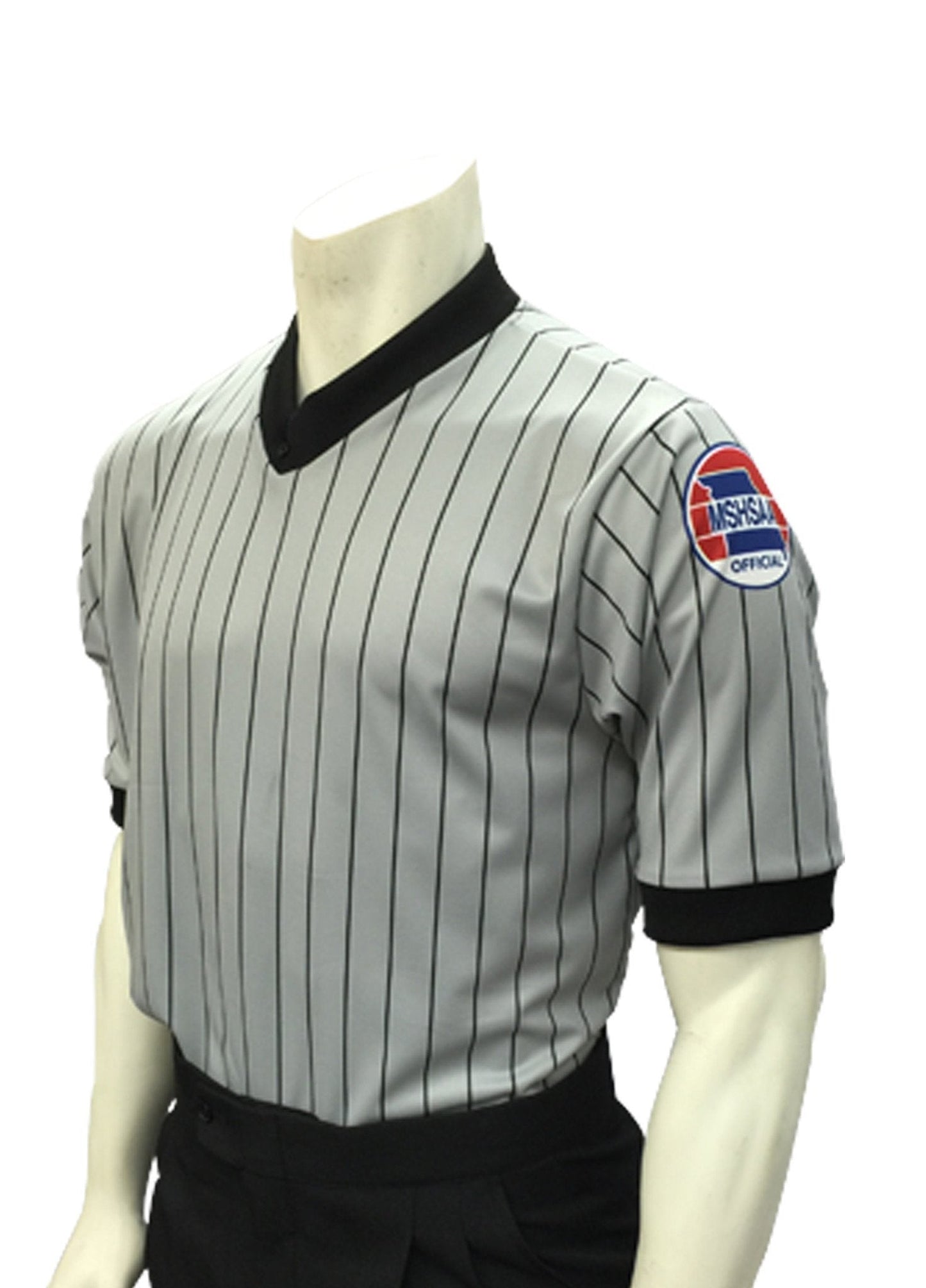 USA205MO-607 - Missouri - Grey with Pinstripes "BODY FLEX" - Men's V-Neck Basketball/Wrestling Shirt