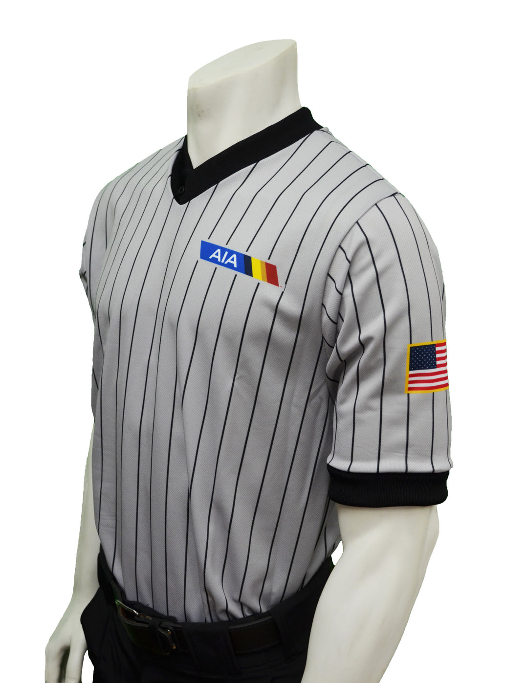 USA235VA - Virginia Grey w/Black Pinstripe - Short Sleeve Wrestling Shirt