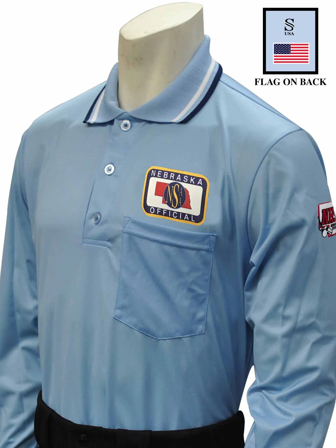 USA301NE - Nebraska - Long Sleeve Umpire Shirt - Powder Blue