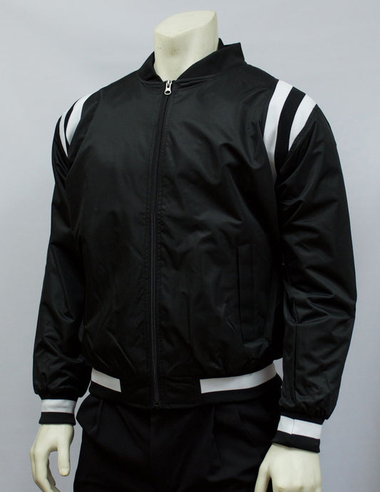 BKS227 - Smitty Collegiate Style Black Jacket w/ Black & White Side Insets