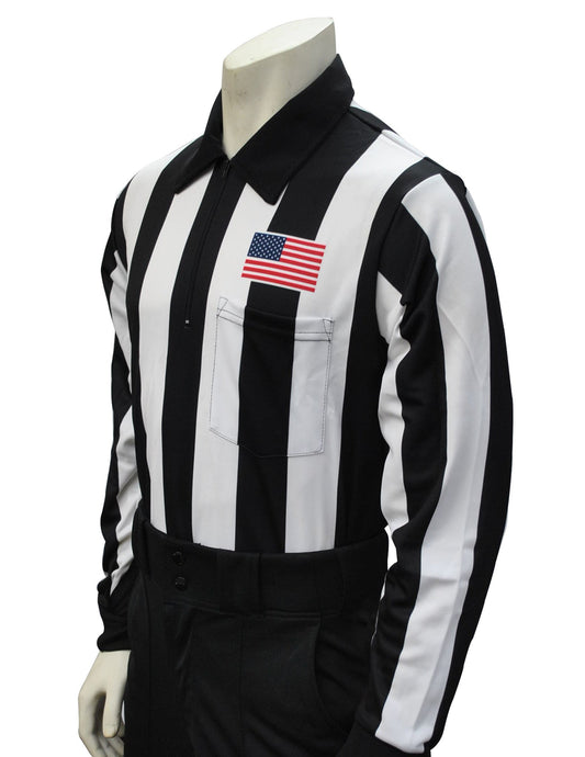 USA110 - Smitty - 2 1/4" Stripe - Football Long Sleeve Shirt - Flag Left Chest