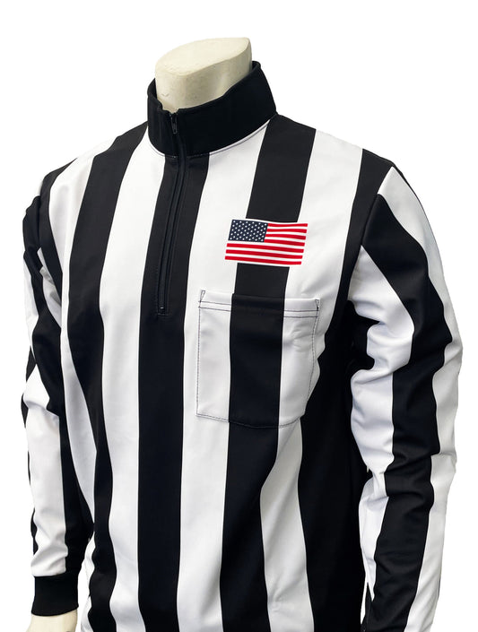 USA729-225 - Smitty - 2 1/4" Stripe - Light Weight Water Resistant Football Long Sleeve Shirt - Flag Left Chest