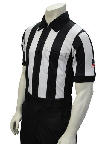 USA137-607 - Smitty - 2 1/4" Stripe - "BODY FLEX" Football Short Sleeve Shirt - Flag Left Sleeve