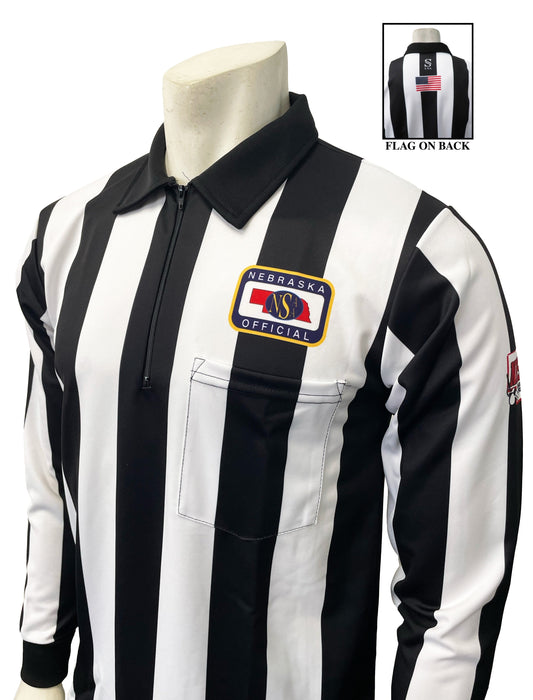 USA138NE-NHS - Nebraska 2 1/4" - Football Long Short Sleeve Shirt