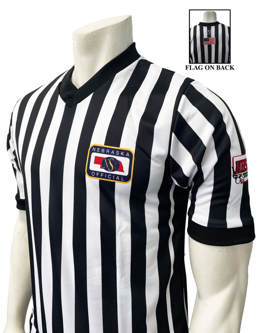 USA200NE-NHS - Nebraska 1" Stripe - Men's V-Neck Short Sleeve Basketball Shirt