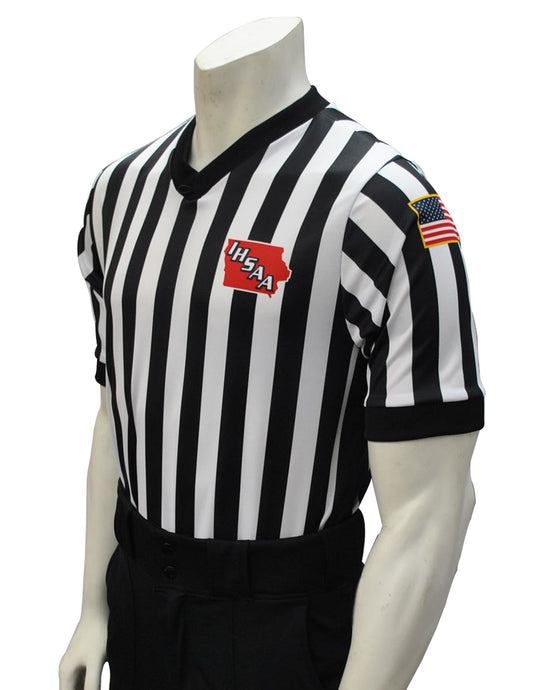USA201IA - Iowa 1" Stripe - Men's Basketball Short Sleeve Shirt w/ Side Panels