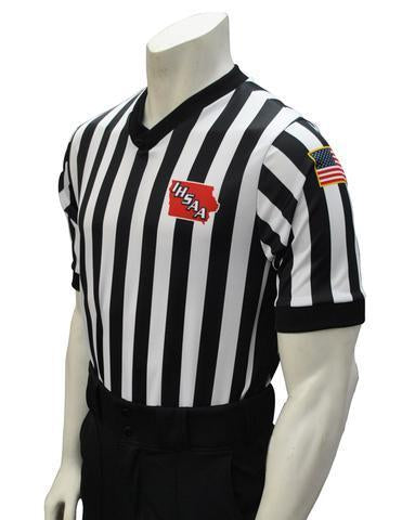 USA201IA-607 - Iowa 1" Stripe - "BODY FLEX" - Men's Basketball Short Sleeve Shirt w/Side Panels