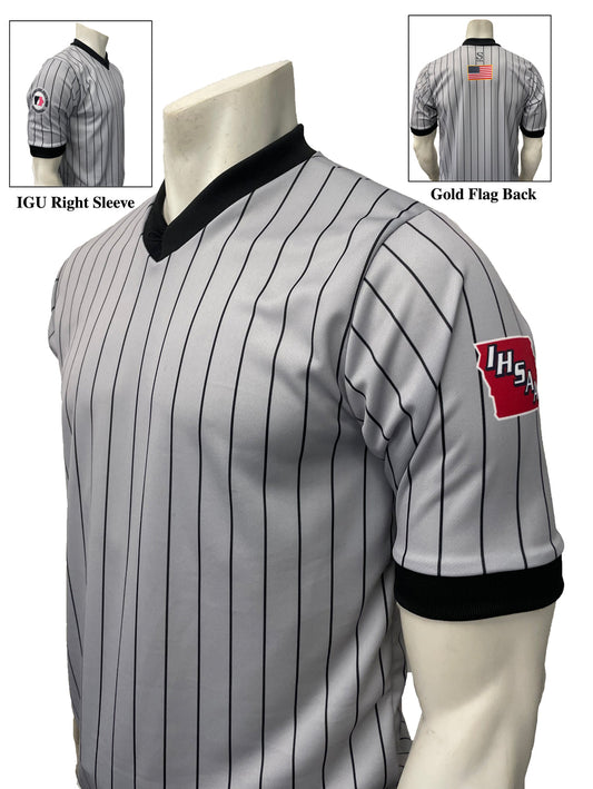 USA205IA-Dual - Iowa/Iowa Girls - Grey w/Pinstripe Basketball/Wrestling Short Sleeve Shirt