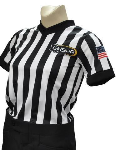 USA211LA-607 - Louisiana 1" Stripe - Women's "BODY FLEX" Basketball/Wrestling Short Sleeve Shirt