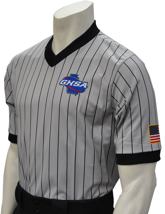 USA225GA - Georgia Grey w/Pinstripe Short Sleeve Wrestling Shirt