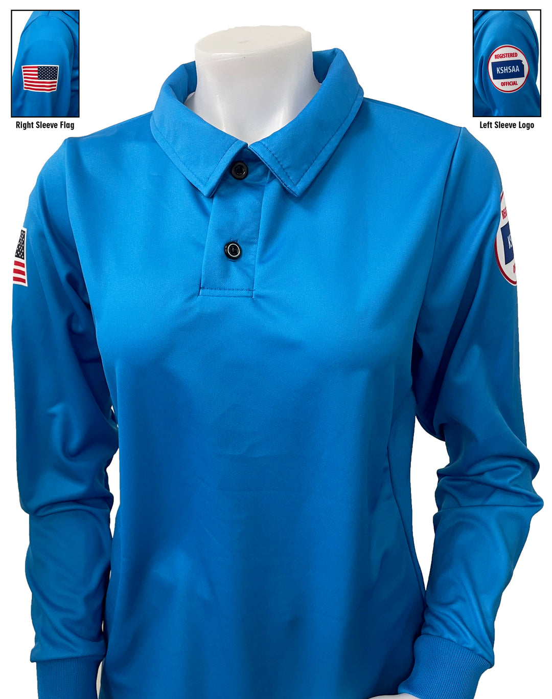 USA403KS BB - Kansas Bright Blue - Women's Volleyball Long Sleeve Shirt (with flag)