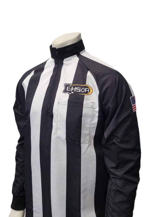 USA730LA - Louisiana 2 1/4" Stripe Foul Weather Water-Resistant Long Sleeve Football Shirt