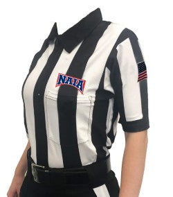 USA185NAIA-607 - Smitty "Women’s Cut" 2" Stripe “Body Flex” - NAIA Women’s Flag Short Sleeve Shirt