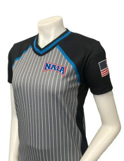 USA239NAIA - Smitty Grey with Pinstripe - NAIA Women's Basketball Shirt - Women's Cut